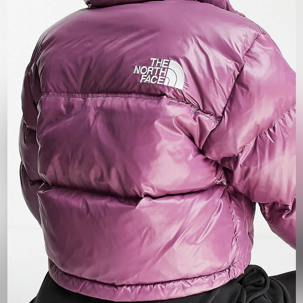 The North Face Nuptse Cropped Jacket in Purple. Size XS